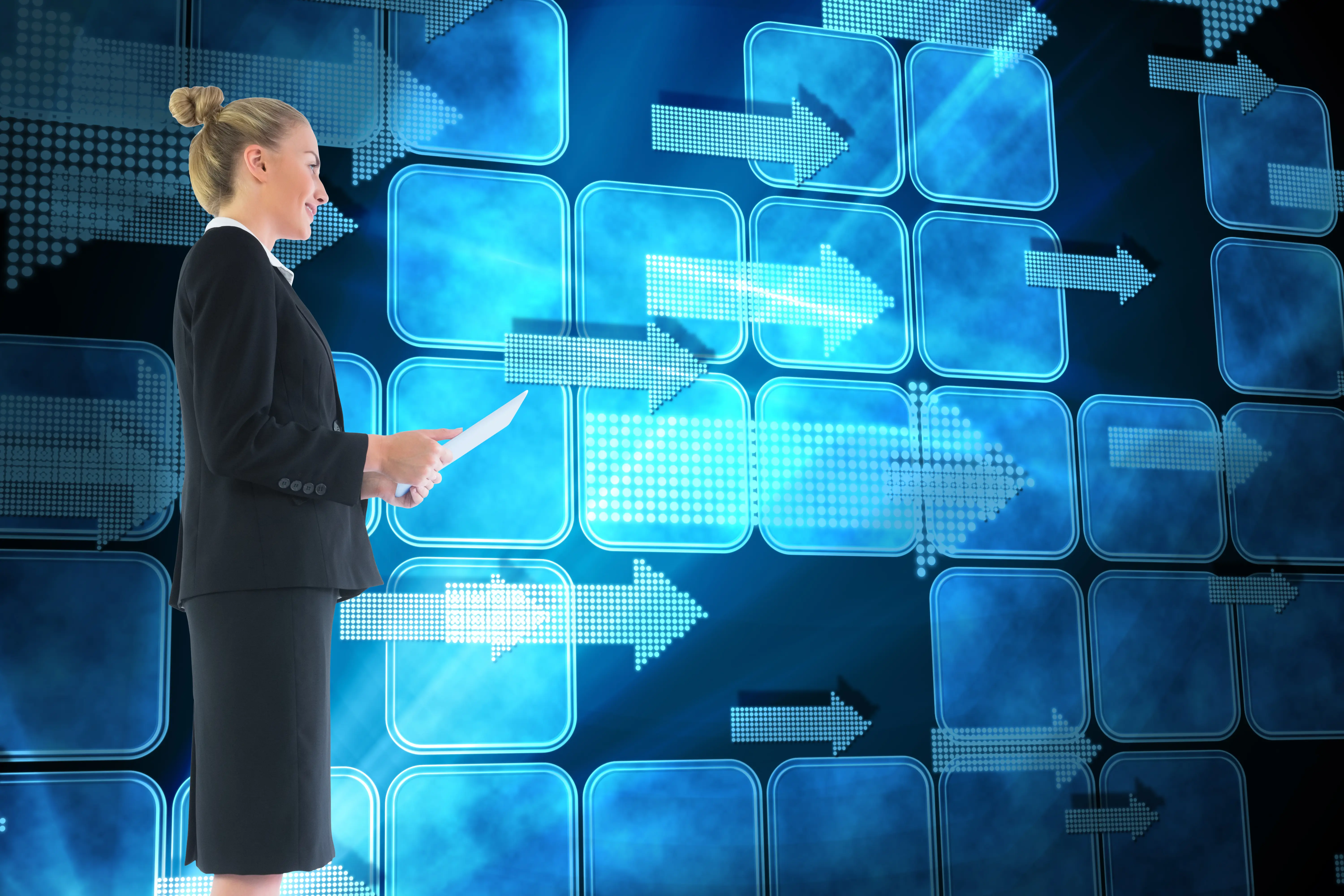 composite-image-blonde-businesswoman-holding-new-tablet