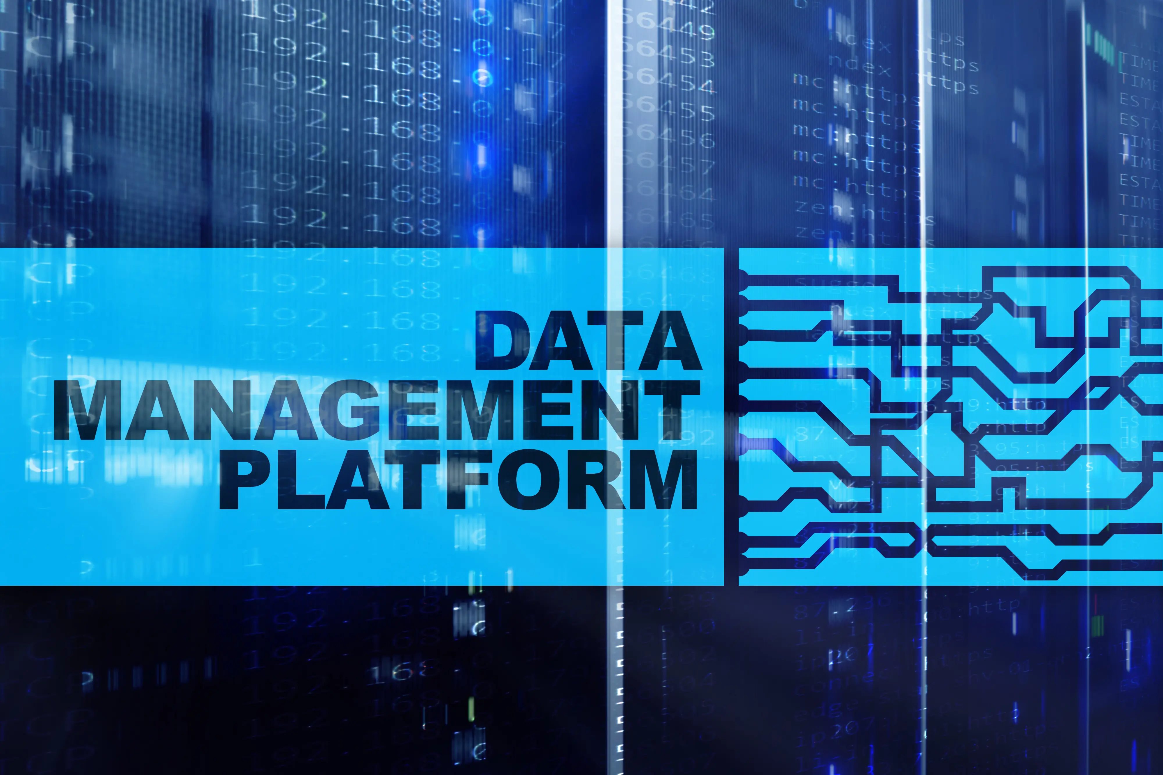data-management-analysis-platform-concept-server-room-background